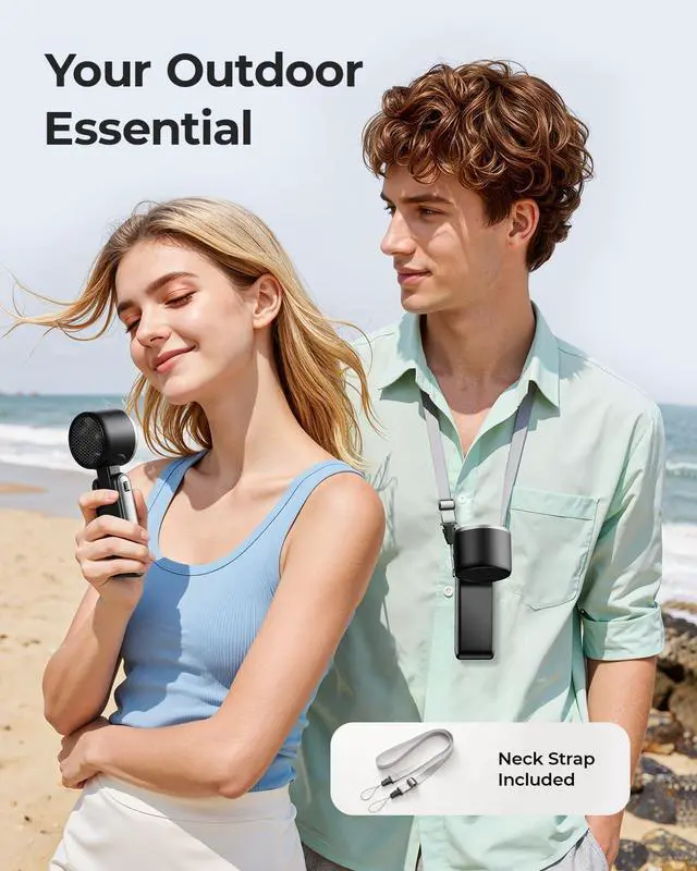 Alt view image 5 of 6 - Portable Handheld Turbo Fan - 5 Gear High Speed 4000mAh Rechargeable Mini Personal Hand Fan Blow Cold Air, Battery Operated Travel Essentials, Beach Vacation, Gifts for Women, Men (Black)