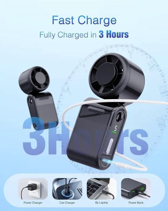 Alt view image 5 of 7 - Mini Portable Handheld Turbo Fan Small but Mighty, Whisper-Quiet, Long-Lasting, 5-Speed High-Velocity Rechargeable battery Fan, Personal Fan for Outdoor, Travel, Gifts for Women & Men(Black)