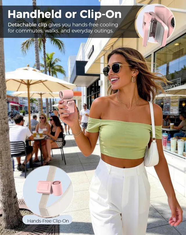 Alt view image 5 of 7 - Hotsales Clip-On Portable Fan for Strollers, Handheld Turbo Fan for Travel | Small But Mighty Mini Fan, Detachable 360° Rotating Clip, LED Display, Rechargeable, Summer Outings, Gifts For Women And Me