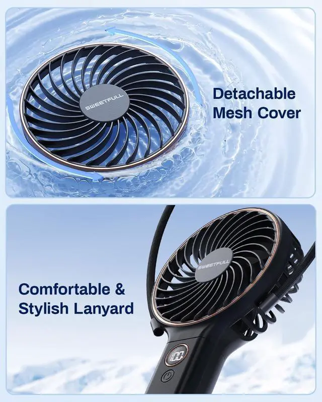 Alt view image 2 of 7 - Mini Portable Fan - Rechargeable Handheld Fan, 3 Speeds Personal Hand Gifts for Travel Essentials, Lash, Makeup, Eyelash, Kids, Girls, Women - USB, Cute Design Black