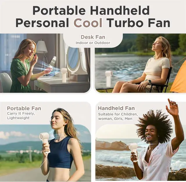 Alt view image 5 of 7 - Portable Handheld Personal Cool Fan for Travel - 4000mAh Rechargeable Battery Powerful Mini Fan for Personal,Women,Men,15000RPM High Speed,18H Cooling Time,Summer Essential for Outdoor,Camping,Hiking
