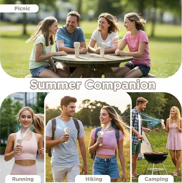 Alt view image 2 of 7 - Portable Handheld Personal Cool Fan for Travel - 4000mAh Rechargeable Battery Powerful Mini Fan for Personal,Women,Men,15000RPM High Speed,18H Cooling Time,Summer Essential for Outdoor,Camping,Hiking