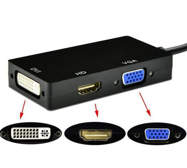 Alt view image 2 of 6 - MiniDP Converter - Rectangular Adapter Cable - MiniDP to HDTV, VGA, DVI All-in-One