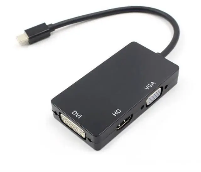 Alt view image 6 of 6 - MiniDP Converter - Rectangular Adapter Cable - MiniDP to HDTV, VGA, DVI All-in-One