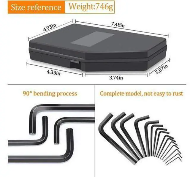 Alt view image 7 of 7 - Kingsdun 30 Pcs Hex Key Set Metric/Imperial Short/Long Arm | SAE 0.028-3/8 inch | Metric 0.7-10 mm | Steel Allen Wrench Key for Furniture Assembly Bike Maintenance Disassemble Install Cars