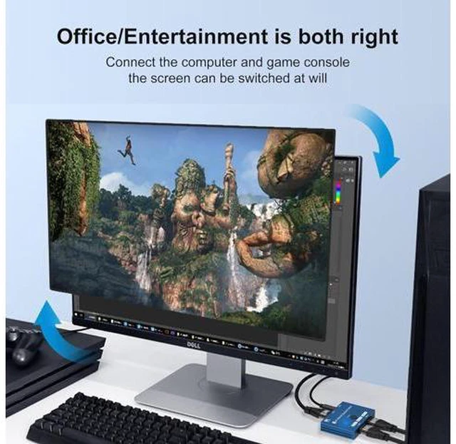 Alt view image 7 of 7 - CABLEDECONN HDMI 2.1 Switch 8K Bi-Directional Splitter 8K@60Hz 4K@120Hz 1440p@165Hz 1080P@240Hz 1in 2out 2in 1out High Speed 48Gbps eARC Converter Compatible with Xbox X PS5 Blue ¡