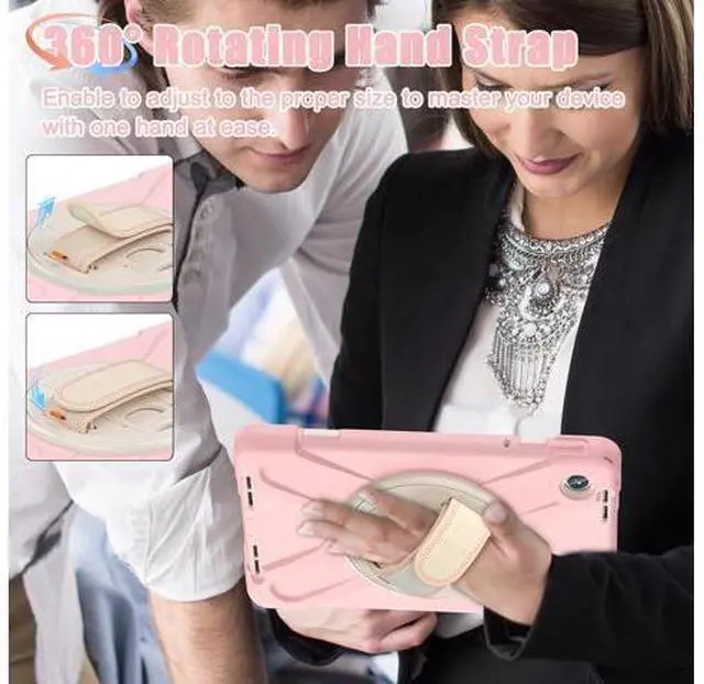 Alt view image 6 of 7 - Case for Tab M11 2024 (TB-330FU/330XU) 11", Durable Shockproof Protective Cover with 360° Rotating Stand - Hand Strap - Shoulder Strap,Pink