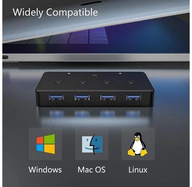 Alt view image 7 of 7 - ACASIS KVM Switch,USB 3.0 Switcher 2 Computers Share 4 USB 3.0 Ports for Mouse, Keyboard,Printer and More,USB Switch Compatible with Mac/Windows/Linux