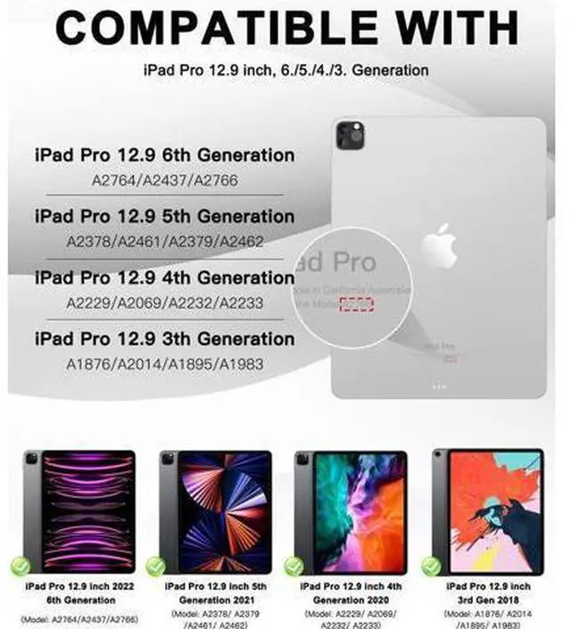 Alt view image 2 of 7 - iPad Pro 12.9 Case 2022/2021/2020/2018: Heavy Duty Shockproof Cover for iPad Pro 12.9 Inch 6th/5th/4th/3rd Generation- Pencil Holder/Rotating Handle Grip/Stable Kickstand/Shoulder Strap, Navy