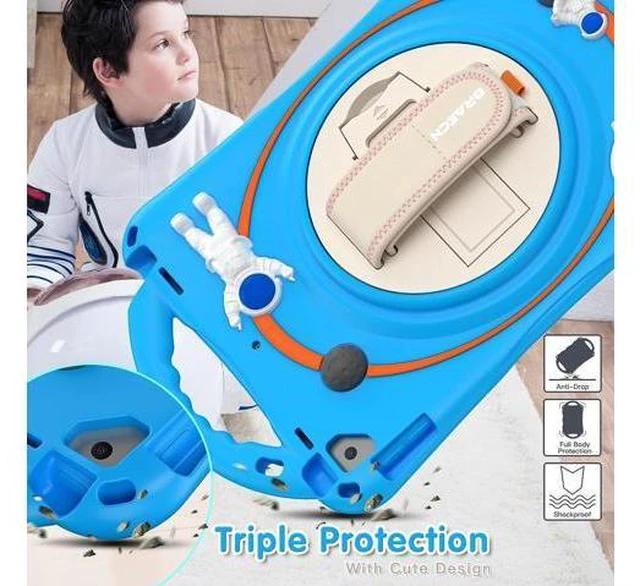 Alt view image 6 of 6 - Case Kids for Apple iPad 9th/8th/7th Generation 10.2 /iPad Air/Pro 10.5Shockproof Silicone Kids Case with 360° Rotating Bracket Hand Strap/Shoulder Strap/Handle Grip-Light Blue