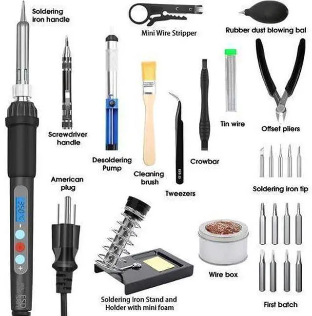 Alt view image 5 of 7 - Electronic Soldering Iron Kit, Kingsdun 60W LCD Digital Soldering Gun with Adjustable Temperature & Fast Heating Ceramic Thermostatic Design, ON-Off Switch 15pcs Solder Kit & Welding Tool