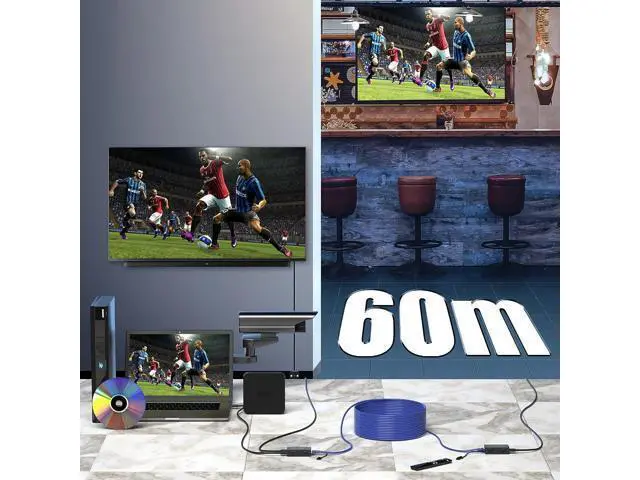 Alt view image 4 of 7 - HDMI Extender 165ft Over Single Cat5e/6, Extend 1080P@60Hz Video, Transmit Audio Video Synchronously, Support 3D, POC, EDID
