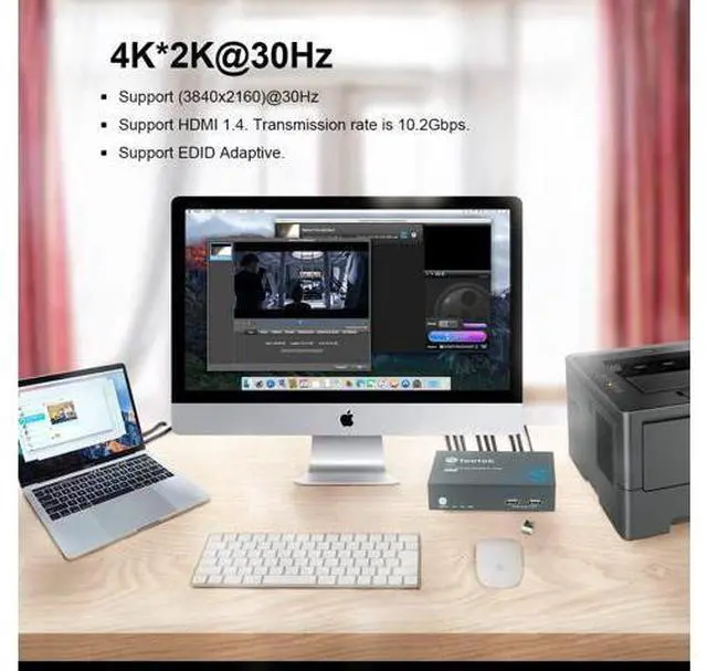 Alt view image 2 of 7 - Steetek HDMI KVM Switch Dual Monitors 2 Port 4K@30Hz, KVM Switch 2 Computers 2 Monitors Extended Display, Dual Monitor KVM by Hotkey Switching. 4 HDMI and 2 USB Cables Included.