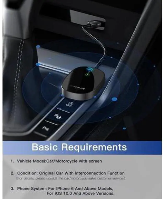 Alt view image 3 of 7 - Wireless CarPlay Adapter for iPhone, Universal, Converts Wired to Wireless CarPlay Dongle, Plug & Play Compatible with BMW, Lexus, Ford, Benz, Audi, Volvo, and More - iOS 10+ Supported