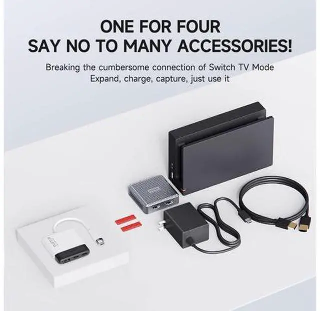 Alt view image 3 of 7 - Hagibis 2 in 1 Switch Dock with HDMI Video Capture Card for Nintendo Switch OLED, Portable TV Docking Station with 4K HDMI, 1080P Capture Card, PD and USB Port Type C to HDMI TV Adapter (Black White)