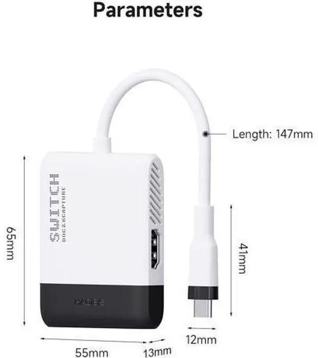 Alt view image 7 of 7 - Hagibis 2 in 1 Switch Dock with HDMI Video Capture Card for Nintendo Switch OLED, Portable TV Docking Station with 4K HDMI, 1080P Capture Card, PD and USB Port Type C to HDMI TV Adapter (Black White)