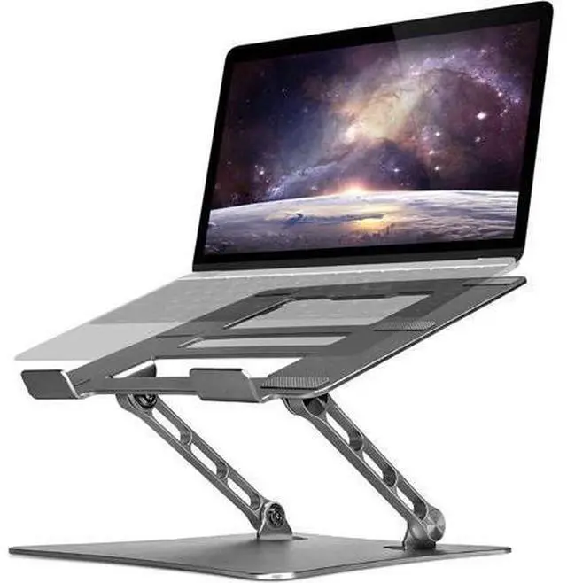 Main image of Bcom Laptop StandFoldable Aluminum Alloy Computer StandErgonomically Adjustable Laptop Stand for DeskLaptop HolderCompatible with 10 to 17 inches LaptopsMacBook Stand for Office and HomeGray
