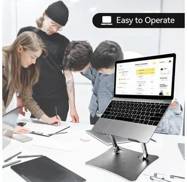 Alt view image 7 of 7 - Bcom Laptop StandFoldable Aluminum Alloy Computer StandErgonomically Adjustable Laptop Stand for DeskLaptop HolderCompatible with 10 to 17 inches LaptopsMacBook Stand for Office and HomeGray