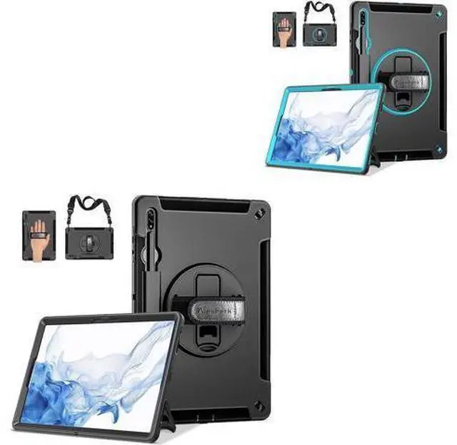 Main image of Case for Samsung Galaxy Tab S8 Plus 12.4 Inch 2022 - Black+Sky Blue - Get 2