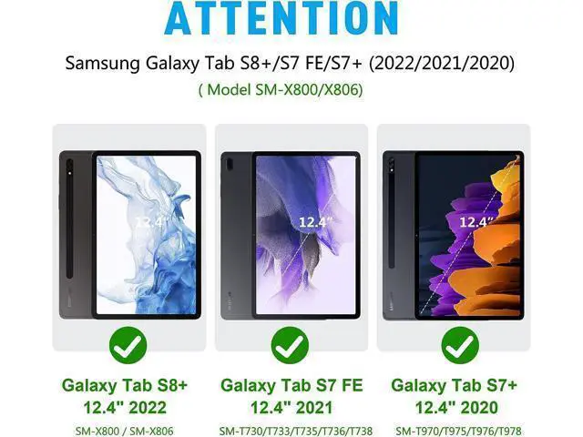 Alt view image 7 of 7 - Case for Samsung Galaxy Tab S8 Plus 12.4 Inch 2022 - Black+Red - Get 2