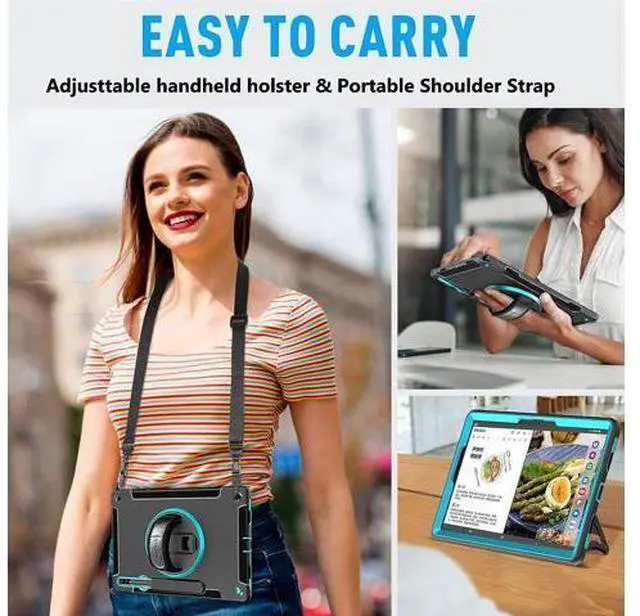 Alt view image 6 of 7 - Case for Samsung Galaxy Tab S8 Plus 12.4 Inch 2022 - Black+Sky Blue - Get 2