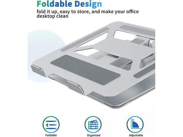 Alt view image 4 of 7 - Adjustable Laptop Stand with 360° Rotating Heavy Base, Ergonomic Laptop Riser for Desk, Stable Laptop Holder for Collaborative Working, Suit for 10-15.6" PC Computer, Single Shaft, Silver