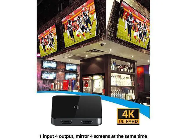 Alt view image 4 of 6 - 4K 1in 4 Out HDMI Splitter, 1 Port to 4 HDMI Display Duplicate/Mirror, Powered HDMI Video Splitter with USB C, Duplicate/Mirror Screen Monitor