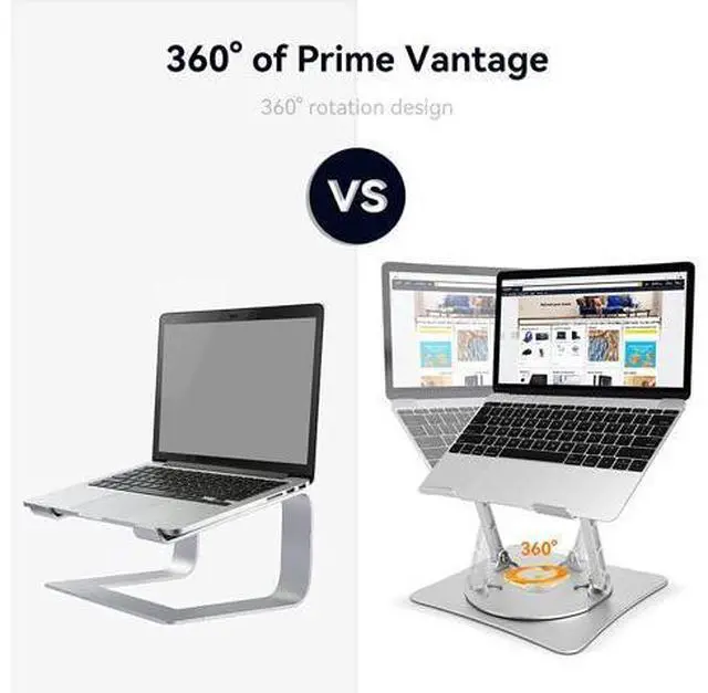 Alt view image 3 of 7 - Bcom Adjustable Laptop Stand with 360° Rotating BaseFoldable Aluminum Alloy Computer Laptop RiserErgonomic DesignCompatible with 10 to 17" LaptopsLaptop Stand for Desk for Office and HomeSilver