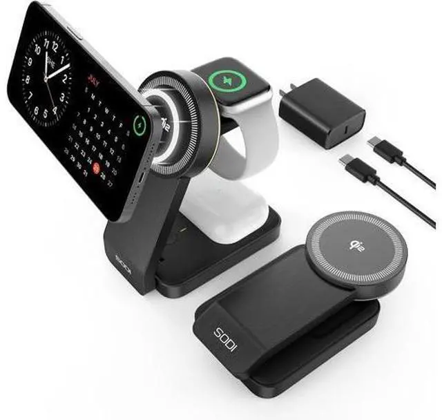 Main image of QI2 3-in-1 Wireless Charger Station - 15W Qi2 Mag-Safe Charger Stand for iPhone, Apple Watch & AirPods, Wireless Charger for Multiple Devices iPhone 16/15/14/13&Watch&AirPods