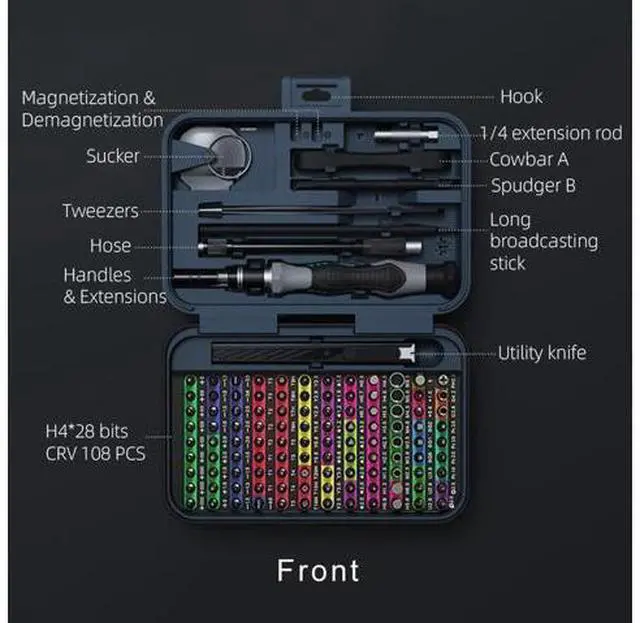 Alt view image 2 of 7 - 132 in 1 Small Precision Screwdriver Set,Upgraded Repair Tool Kit(with 108 Magnetic Screwdriver Bits),Color Coded Screwdriver Set with Extension Rod Kit for Phone, Computer, Tablet, Watch