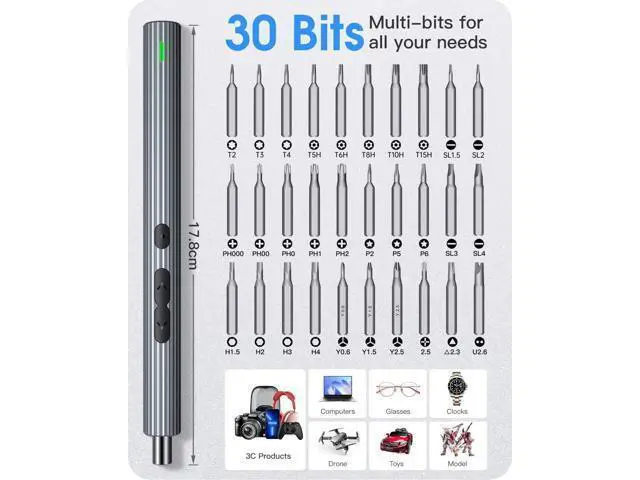 Alt view image 4 of 7 - Kingsdun Precision Electric Screwdriver, Cordless Power Screwdriver Set with 30 Magnetic Bits, Electrical Screwdriver Rechargeable Repair Tool Kit for Watch Camera Drone Laptops Toys (36)