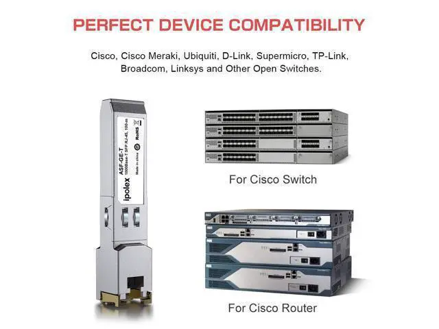 Alt view image 5 of 6 - 100/1000BASE-T Copper SFP to RJ45 Module, Auto-Negotiation Gigabit Mini-GBIC RJ45 SFP Transceiver, Compatible for GLC-T(10/100/1000), SFP-GE-T(10/100/1000Mbps), up to 100-Meters Over Cat5e