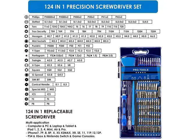 Alt view image 3 of 7 - Precision Screwdriver Set 124-Piece + Anti Static Wrist Strap Bundle, Electronics Repair Toolkit for Computer, iPhone, Laptop, Cell Phone, Macbook, PS4/5, Tablet