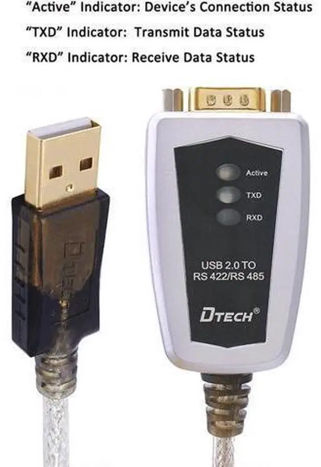Alt view image 2 of 7 - DTECH USB to RS422 RS485 Serial Port Converter Adapter Cable with FTDI Chip Supports Windows 11 10 8 7 XP Mac -16 feet