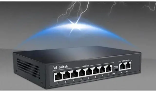 Alt view image 2 of 7 - Standard 100M 8+2 POE Switch 120W High Power Camera Wireless AP Network Cable Powered