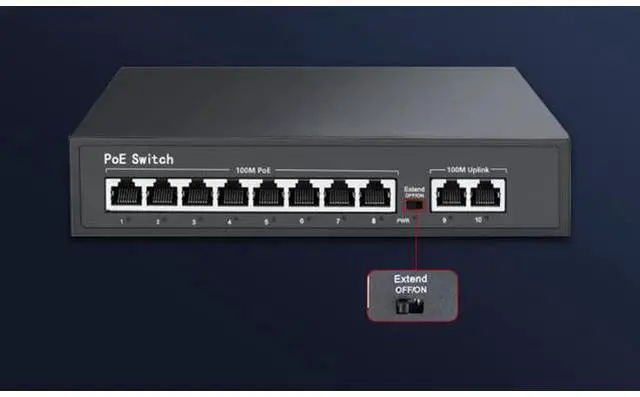 Alt view image 3 of 7 - Standard 100M 8+2 POE Switch 120W High Power Camera Wireless AP Network Cable Powered