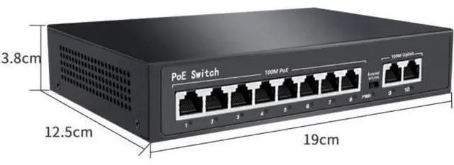 Alt view image 6 of 7 - Standard 100M 8+2 POE Switch 120W High Power Camera Wireless AP Network Cable Powered