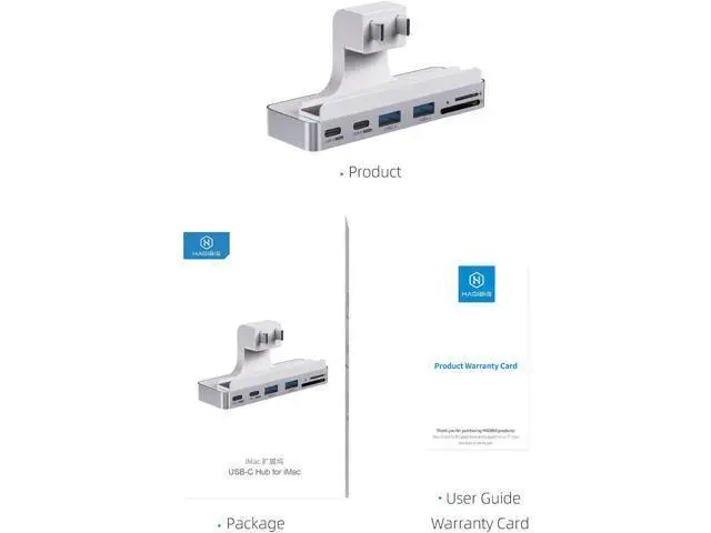 Alt view image 7 of 7 - Hagibis iMac Hub with USB C 3.1, USB 3.0 Ports and SD/Micro SD Card Reader, USB-C Clamp Hub USB C Docking Station for 2021 iMac 24 inch (Without HDMI)