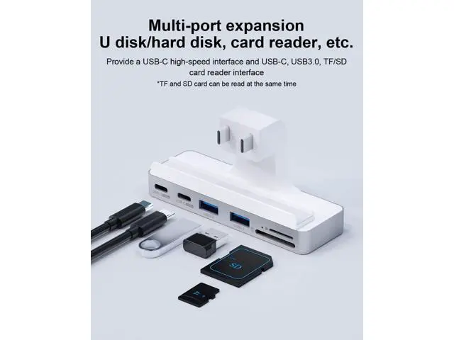 Alt view image 4 of 7 - Hagibis iMac Hub with USB C 3.1, USB 3.0 Ports and SD/Micro SD Card Reader, USB-C Clamp Hub USB C Docking Station for 2021 iMac 24 inch (Without HDMI)