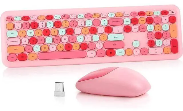 Main image of Dedeo Wireless Keyboard and Mouse Combo,2.4G USB Ergonomic Sweet Mixed Color Cute Full Size Keyboard with Numeric Keypad and Optical Mice Set for Computer Desktop PC Laptop