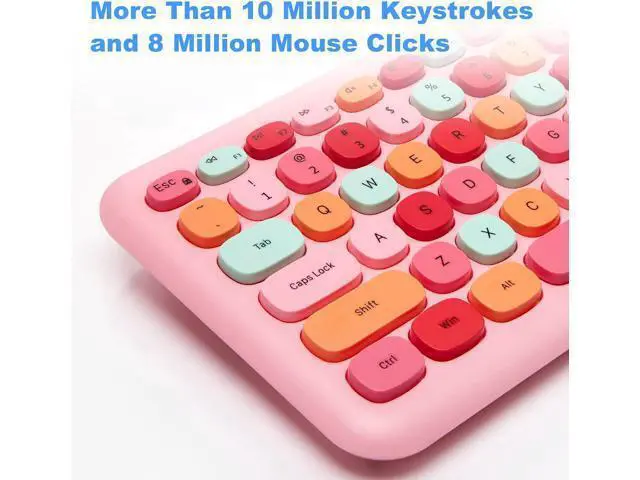 Alt view image 6 of 7 - Dedeo Wireless Keyboard and Mouse Combo,2.4G USB Ergonomic Sweet Mixed Color Cute Full Size Keyboard with Numeric Keypad and Optical Mice Set for Computer Desktop PC Laptop