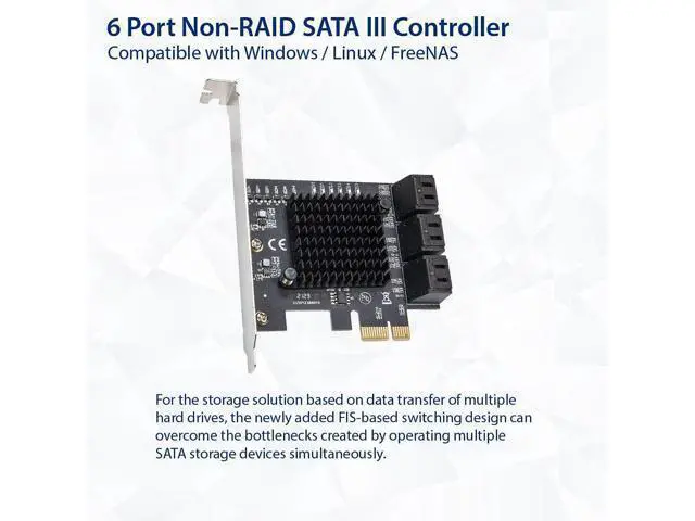 Alt view image 2 of 6 - IO CREST 6 Port SATA III to PCIe 3.0 x1 Non-RAID Expansion Card JMB575 JMB582 Low Profile Bracket (SY-PEX40166)