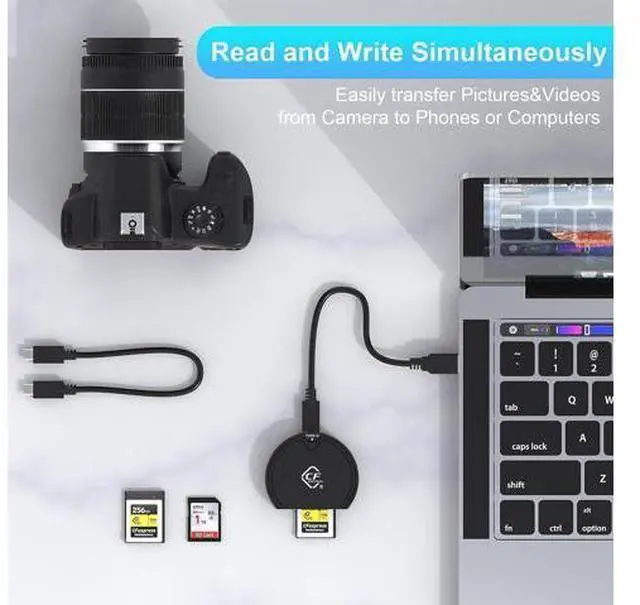 Alt view image 5 of 7 - CFexpress Type B and SD UHS-II Dual-Slot Memory Card Reader,USB 3.2 Gen 2 Type B CFexpress Adapter Memory Card Reader with USB C to USB C/USB A Cable,Compatible with Windows/Mac/Linux/Android