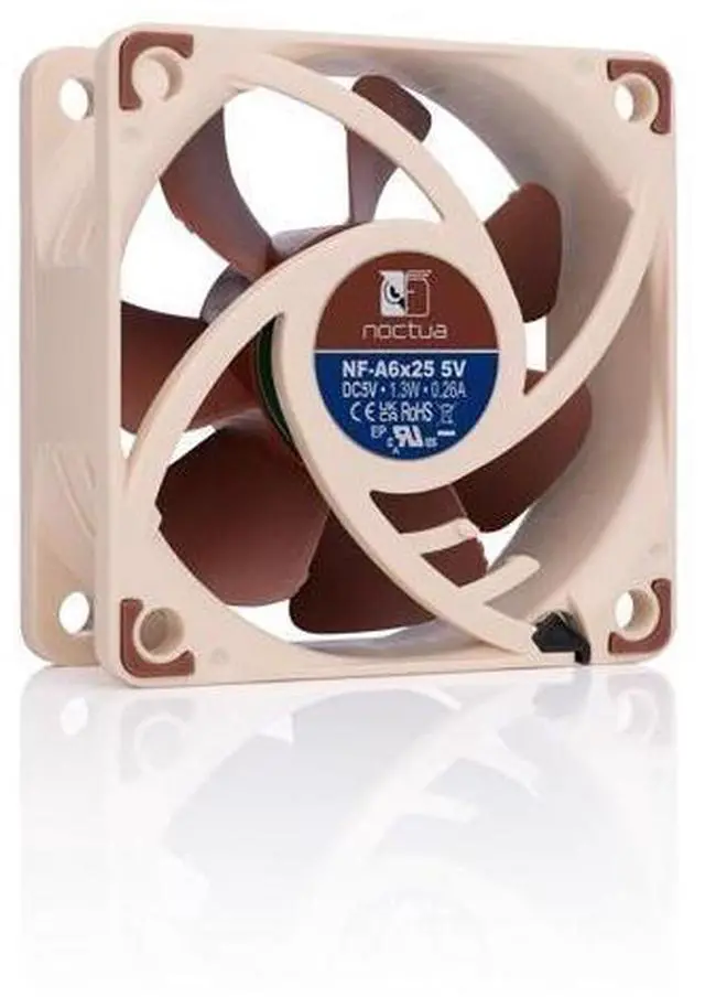 Alt view image 2 of 6 - NF-A6x25 5V, Premium Quiet Fan, 3-Pin, 5V Version (60mm, Brown) (Pack of 2)