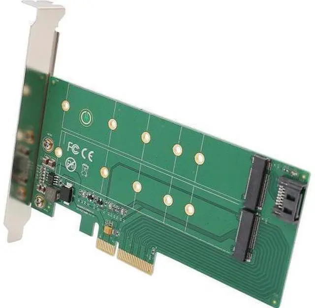 Alt view image 4 of 7 - I/O Crest M.2 M-Key SSD PCI-Express 2.0 x4 Adapter or M.2 B-Key SSD to SATA Interface Adapter Card