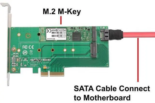 Alt view image 5 of 7 - I/O Crest M.2 M-Key SSD PCI-Express 2.0 x4 Adapter or M.2 B-Key SSD to SATA Interface Adapter Card