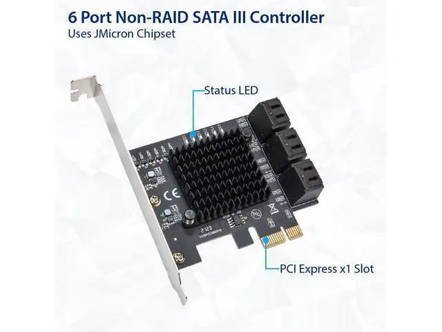 Alt view image 5 of 6 - IO CREST 6 Port SATA III to PCIe 3.0 x1 Non-RAID Expansion Card JMB575 JMB582 Low Profile Bracket (SY-PEX40166)