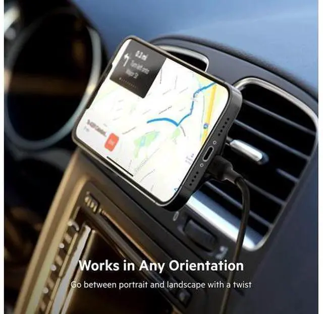 Alt view image 7 of 7 - Belkin Magsafe Compatible Car Phone Magnetic Charging Mount, Air Vent Phone Holder And Charger For Iphone 13, 12, Pro, Pro Max, Mini (Power Supply Included)