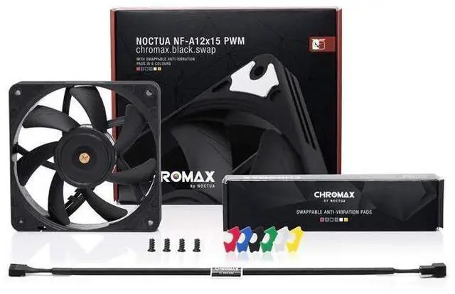 Alt view image 3 of 6 - NF-A12x15 PWM chromax.Black.swap, Premium Quiet Slim Fan, 4-Pin (120x15mm, Black)