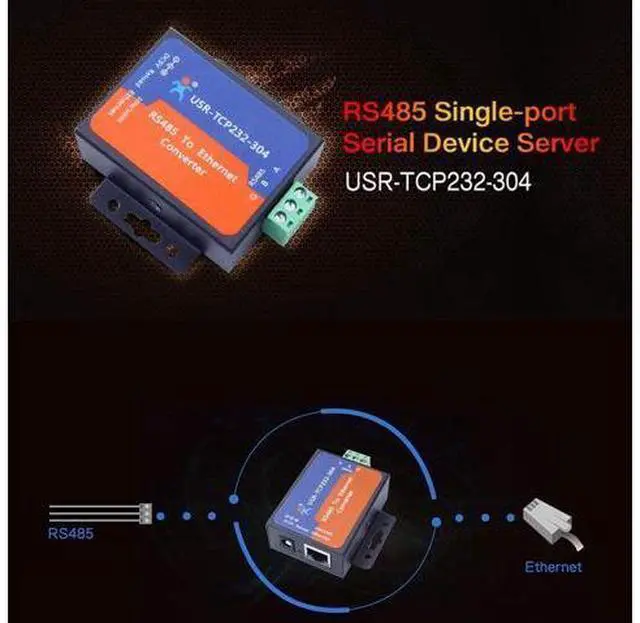 Alt view image 2 of 7 - USR-TCP232-304 Serial RS485 to TCP/IP Ethernet Server Converter Module with Built-in Webpage DHCP/DNS Supported
